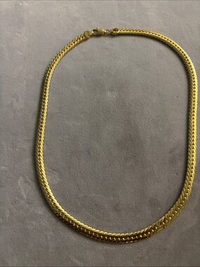 Men’s Gold Flat Herringbone Necklace - Classic Shine